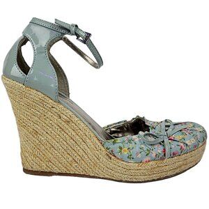 Hot Tomato Women's Daisy Calico Floral Lolita Bow Platform Wedge Sandals Size 8M
